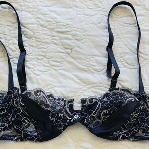 Dior Navy and White Lace Bra